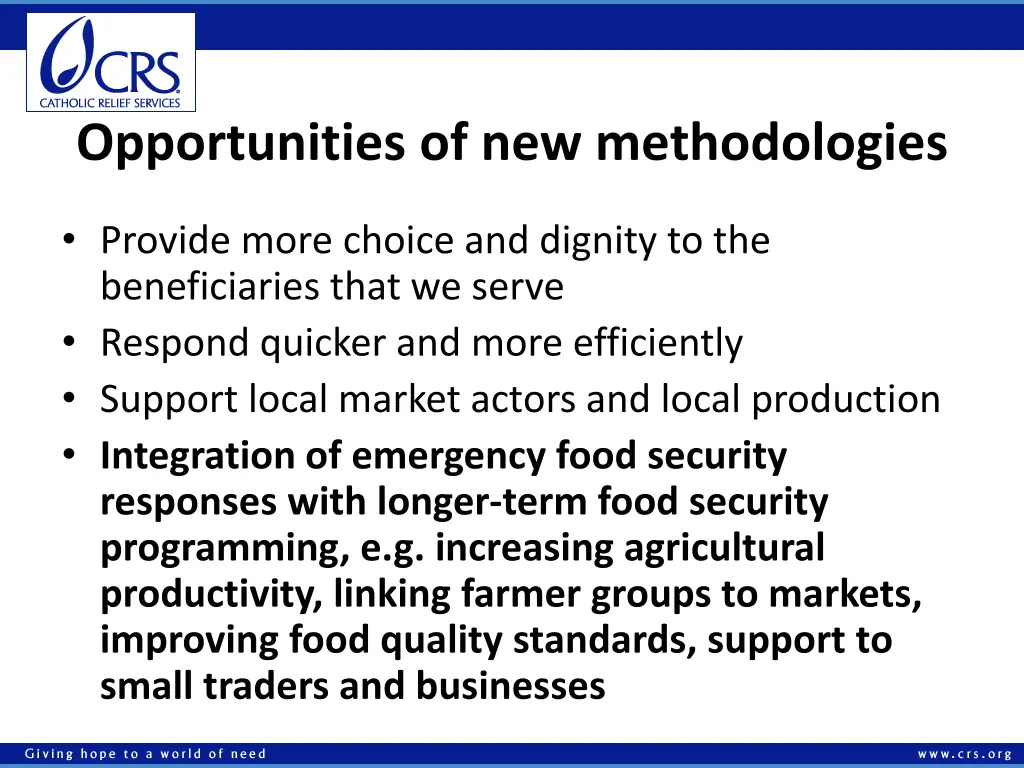 opportunities of new methodologies