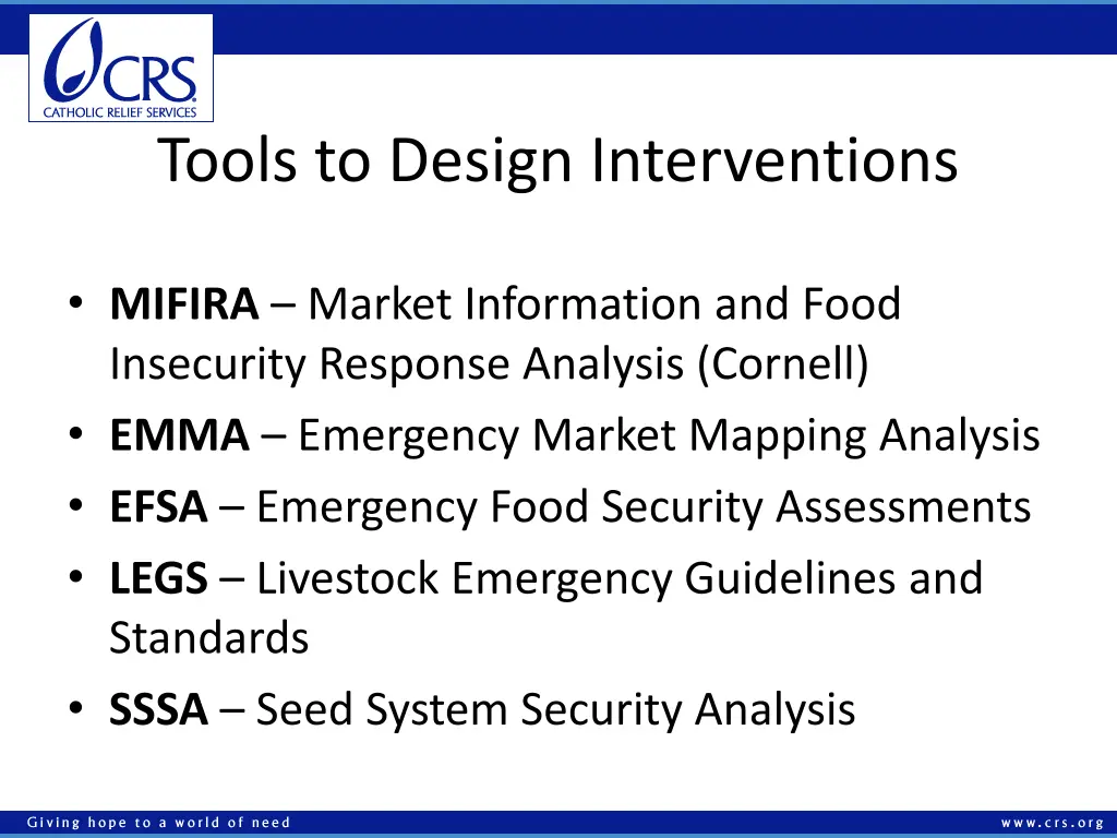 tools to design interventions