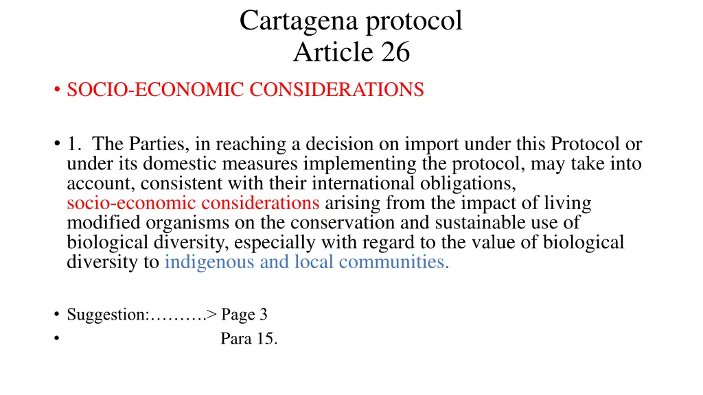 cartagena protocol article 26