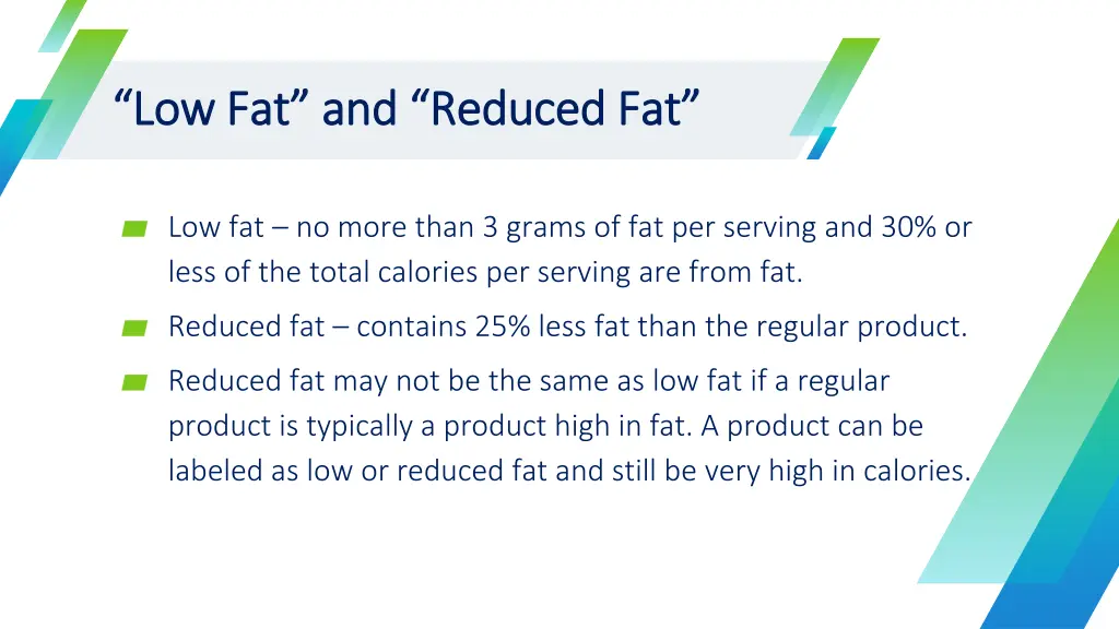 low fat and reduced fat low fat and reduced fat