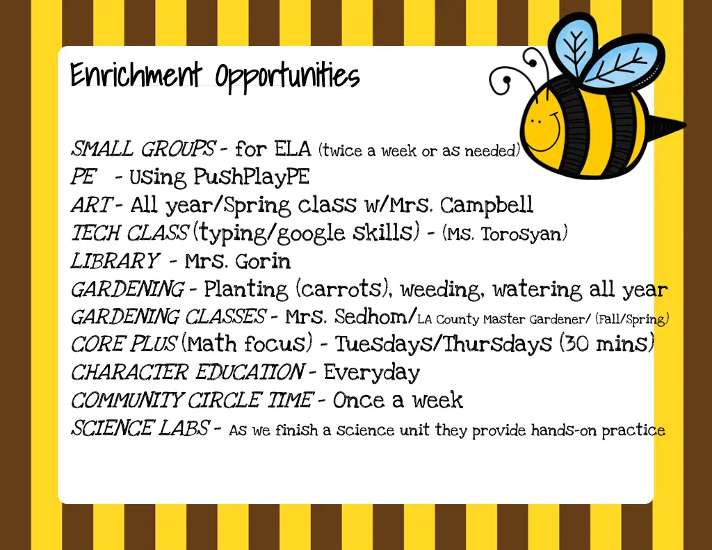 enrichment opportunities