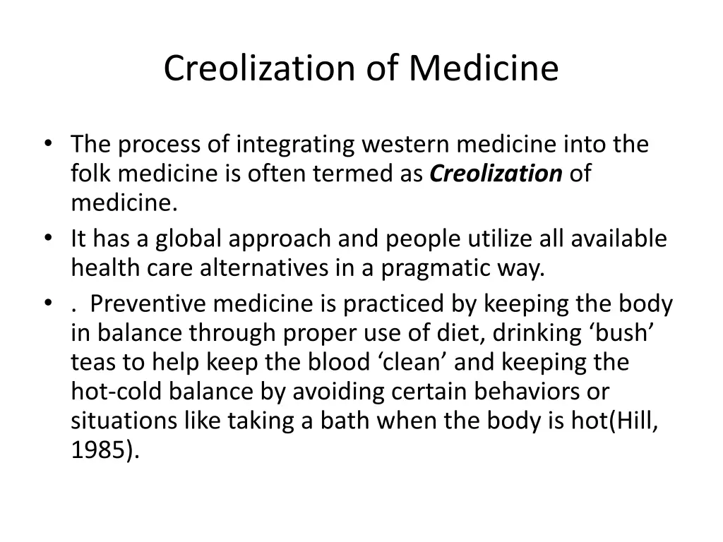 creolization of medicine