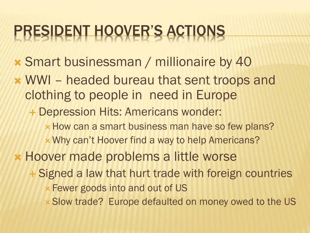 president hoover s actions