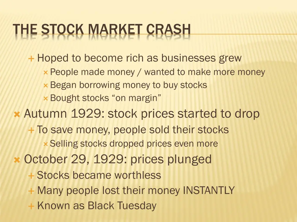 the stock market crash 1