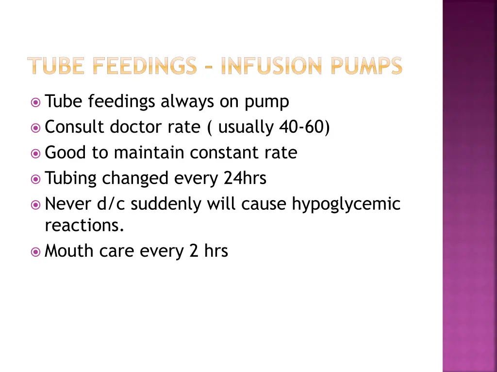 tube feedings infusion pumps