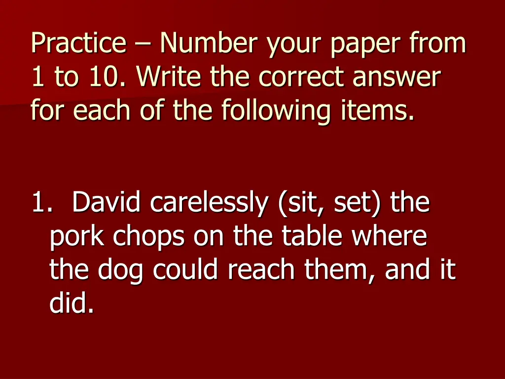 practice number your paper from 1 to 10 write