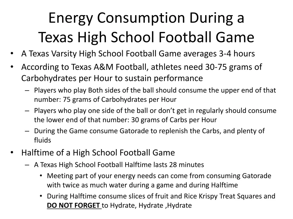 energy consumption during a texas high school