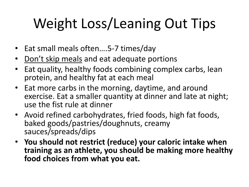 weight loss leaning out tips