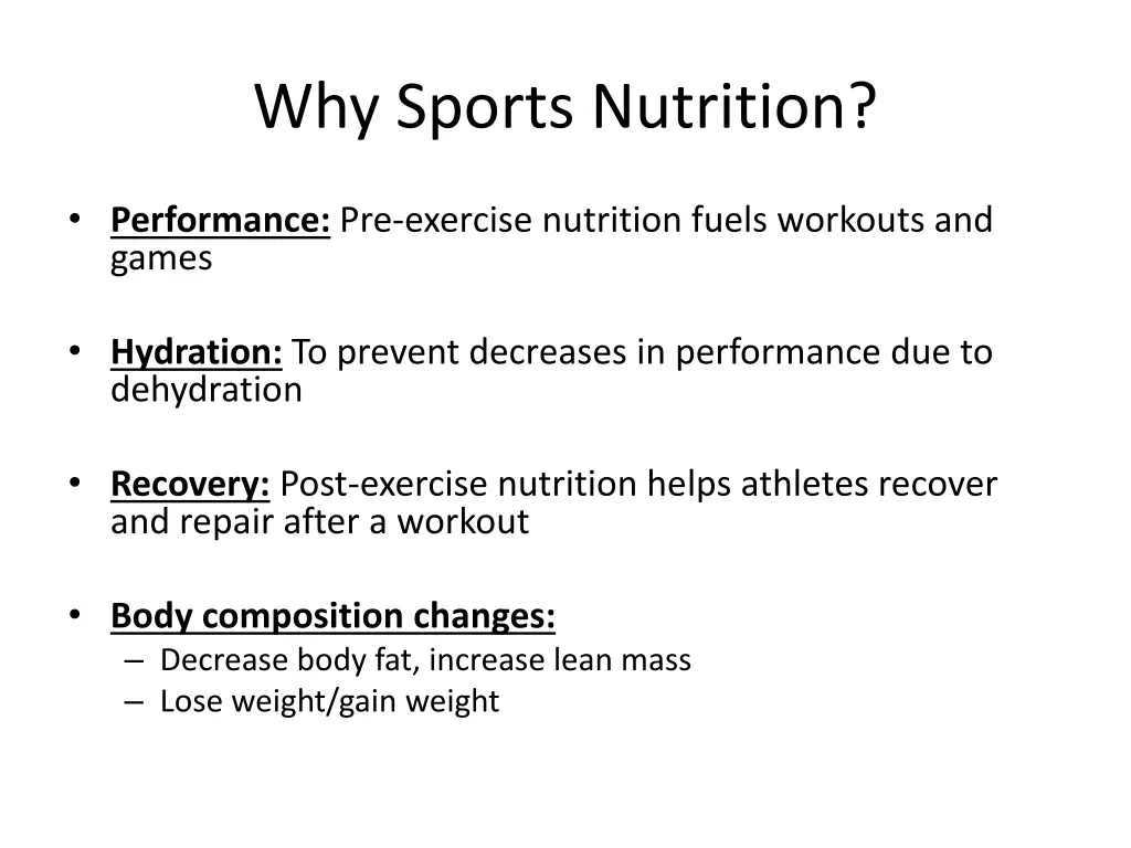 why sports nutrition