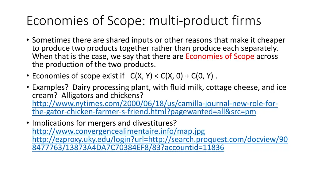 economies of scope multi product firms