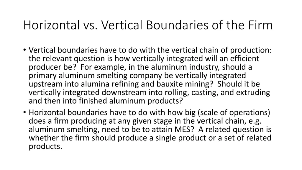 horizontal vs vertical boundaries of the firm