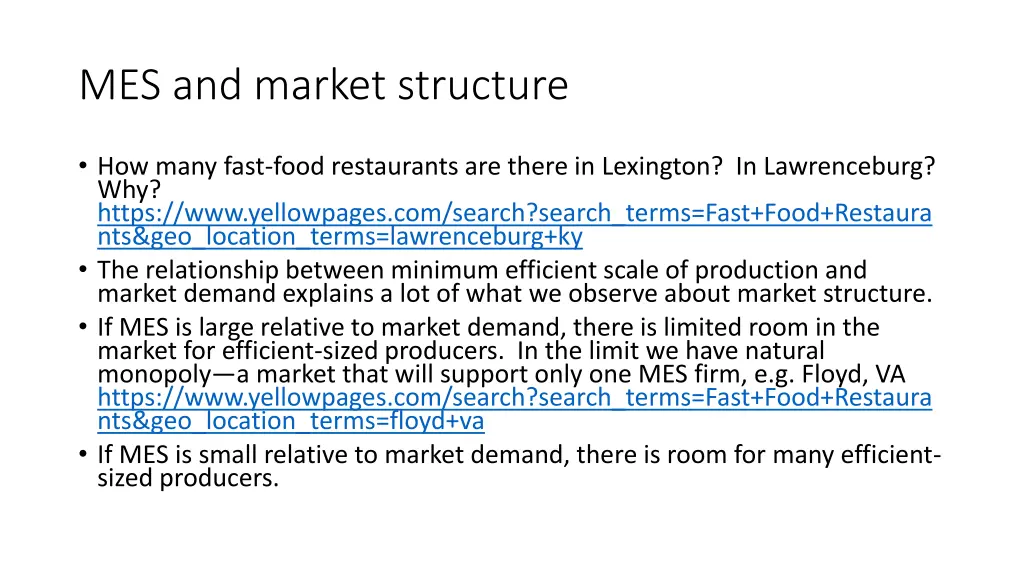 mes and market structure