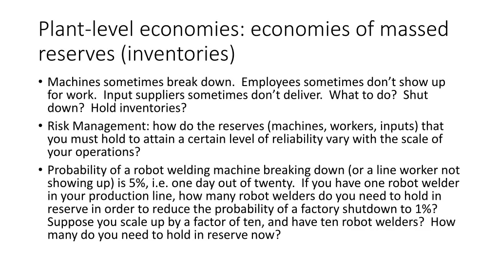 plant level economies economies of massed