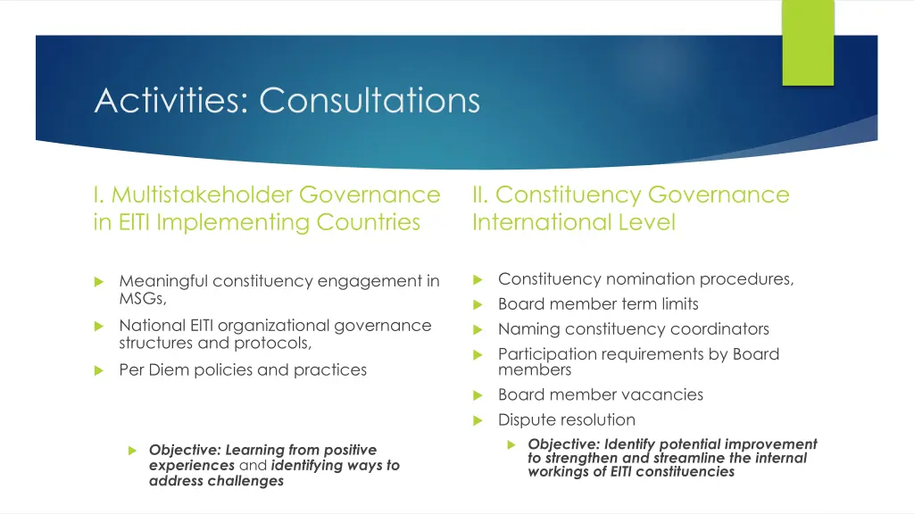 activities consultations