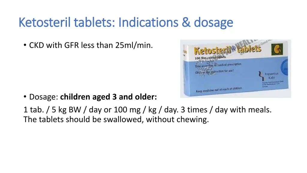 ketosteril tablets indications dosage ketosteril