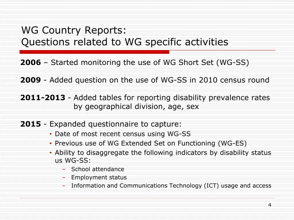 wg country reports questions related