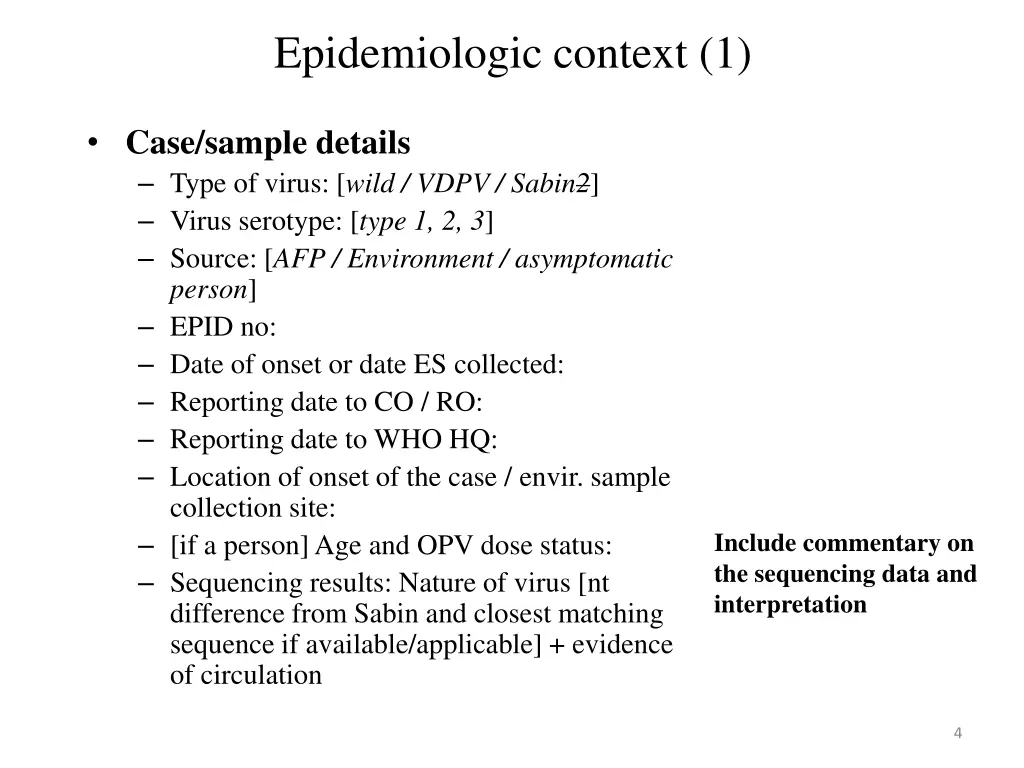 epidemiologic context 1