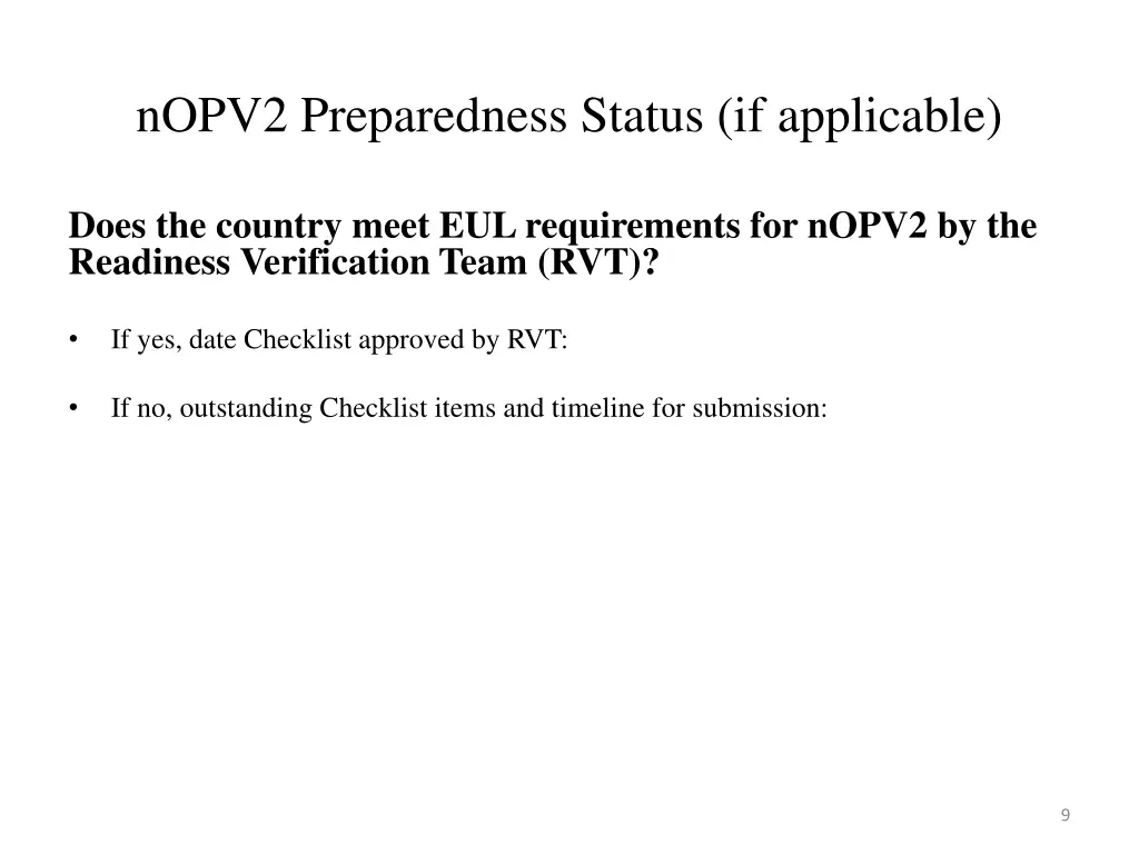 nopv2 preparedness status if applicable