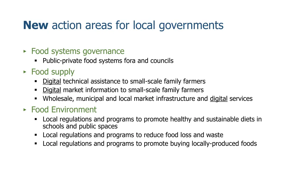 new action areas for local governments