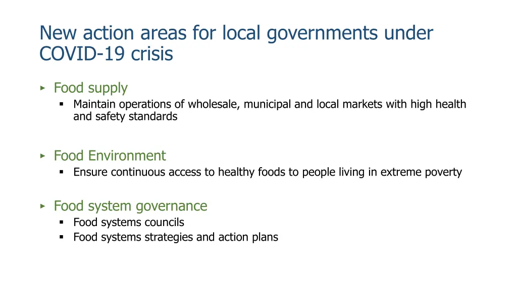 new action areas for local governments under