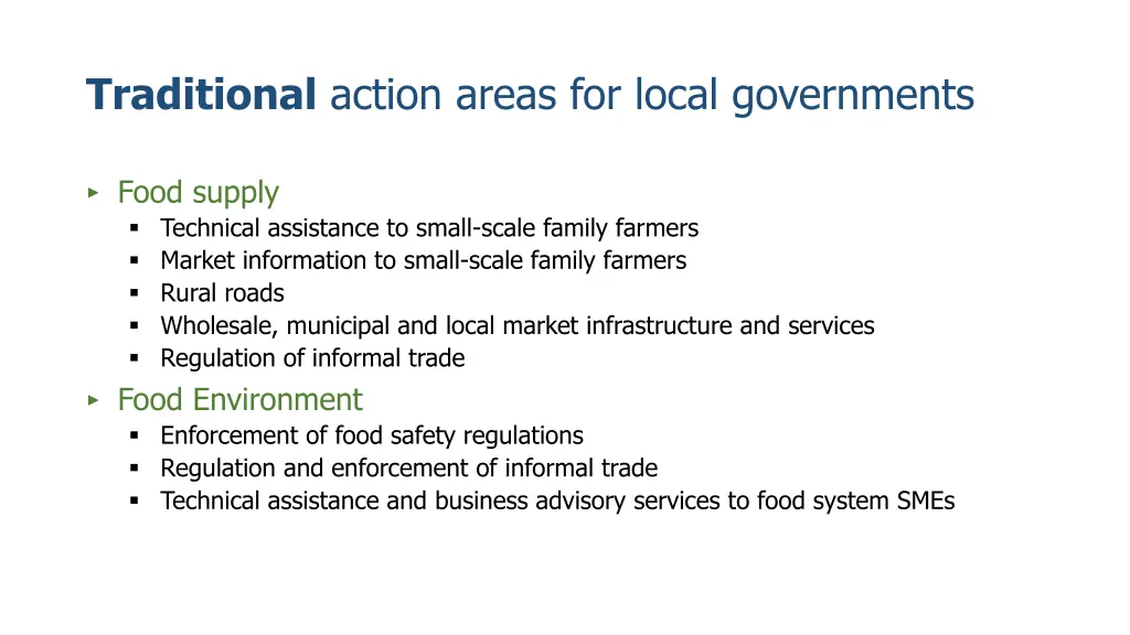 traditional action areas for local governments