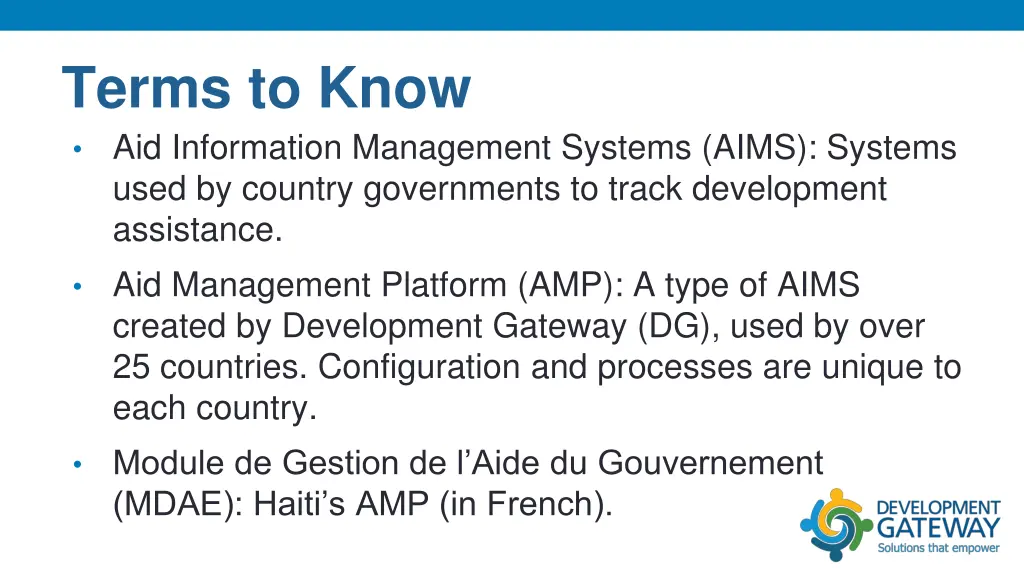 terms to know aid information management systems