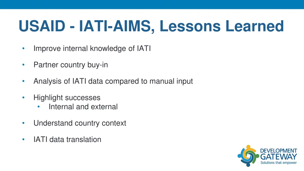 usaid iati aims lessons learned