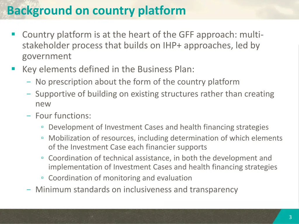 background on country platform