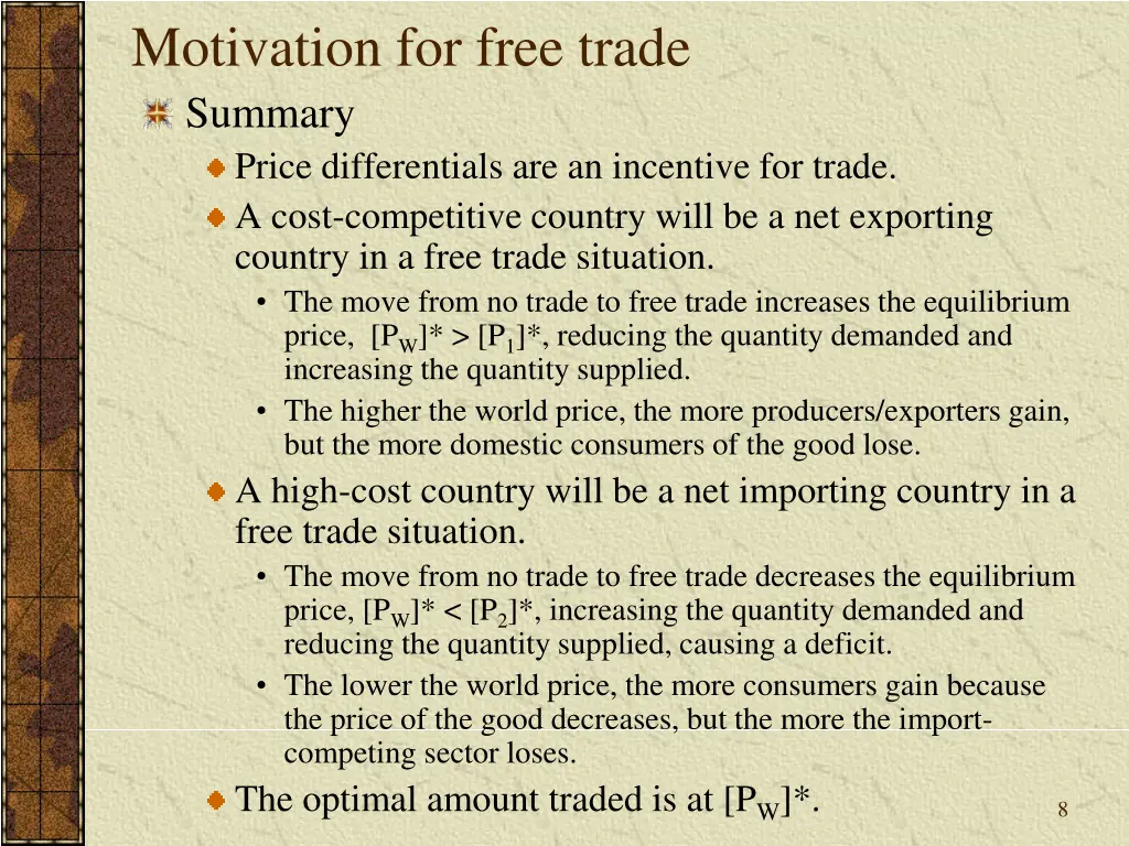 motivation for free trade summary price