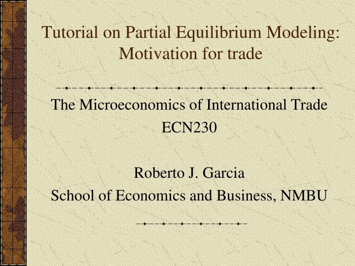 tutorial on partial equilibrium modeling