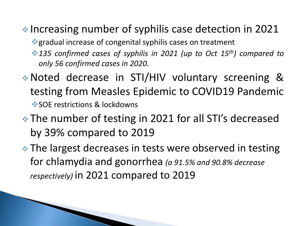 increasing number of syphilis case detection