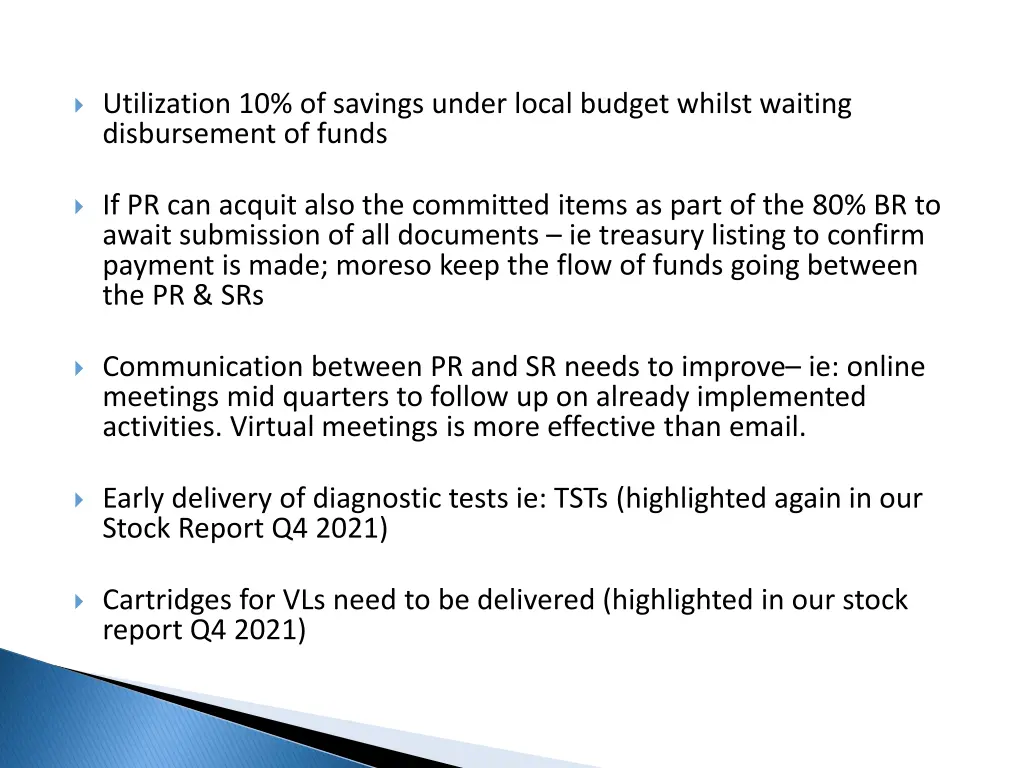 utilization 10 of savings under local budget