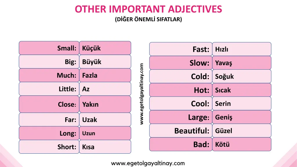 other important adjectives d er neml sifatlar