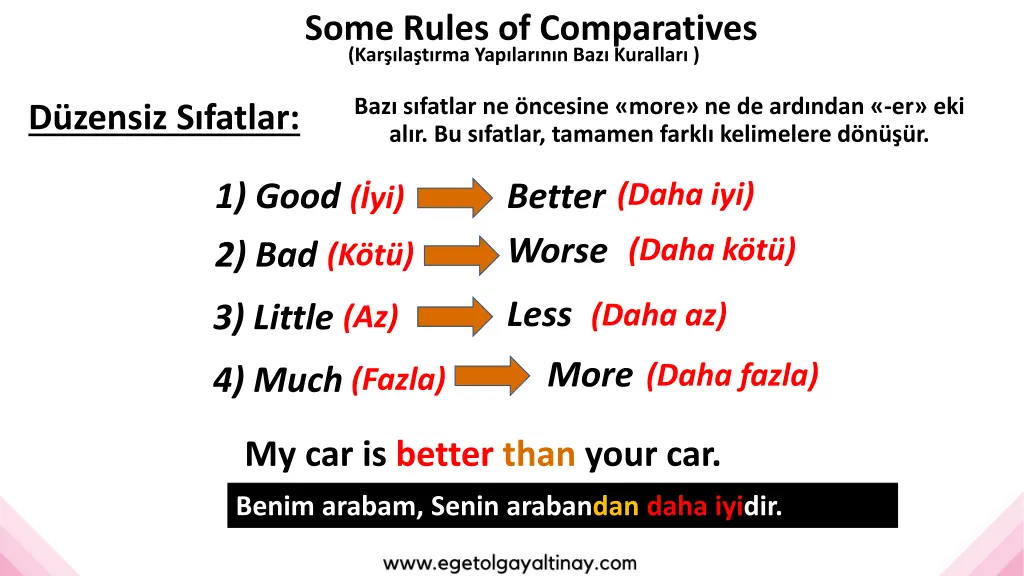 some rules of comparatives