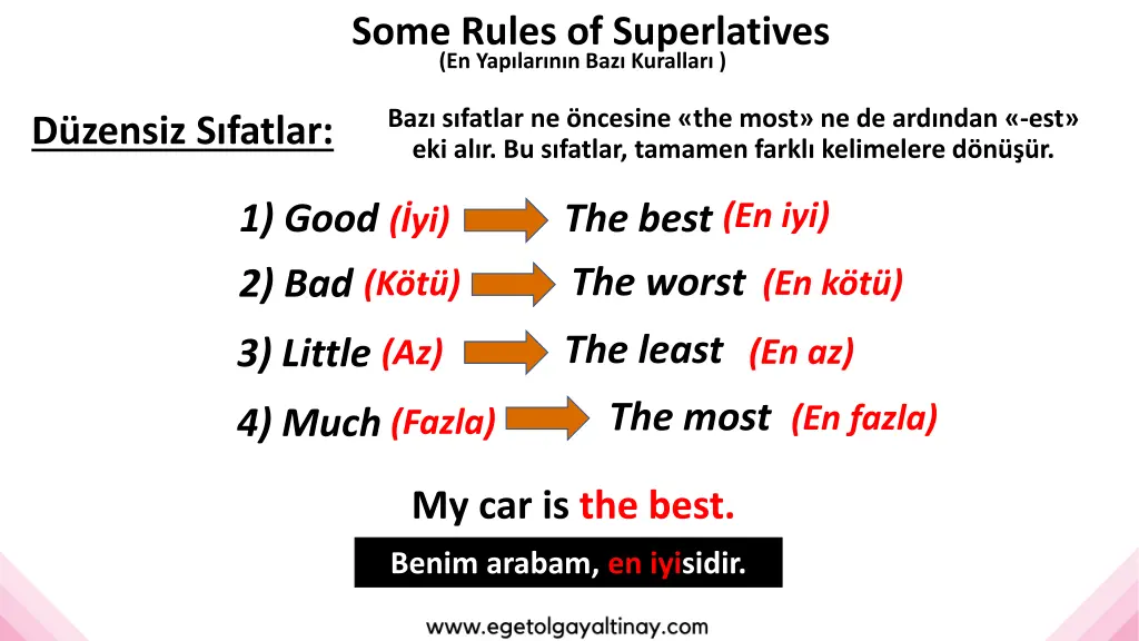 some rules of superlatives