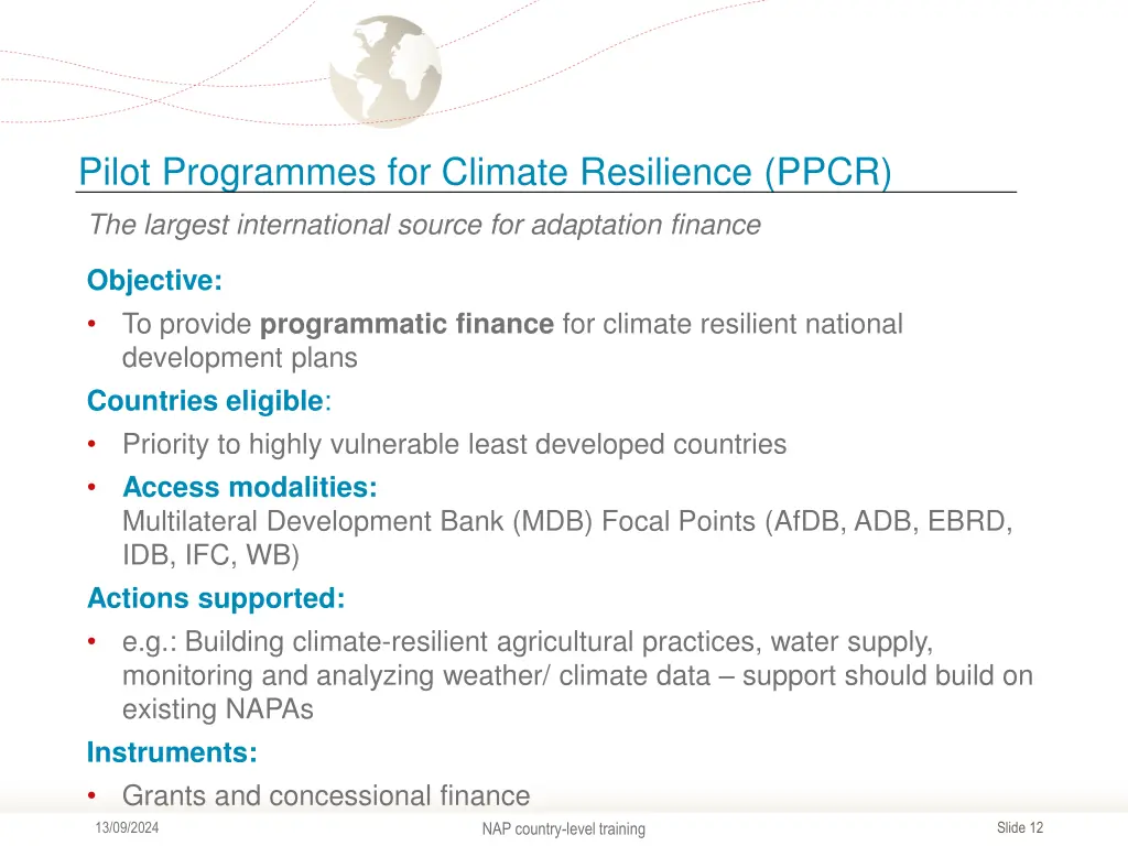 pilot programmes for climate resilience ppcr