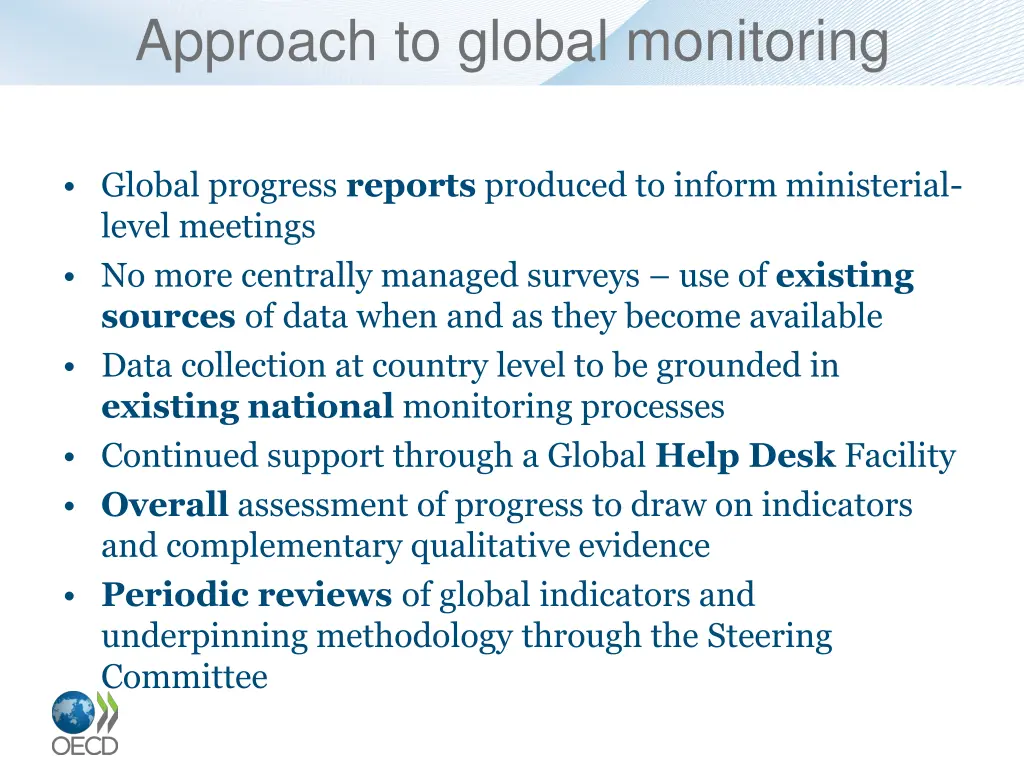 approach to global monitoring