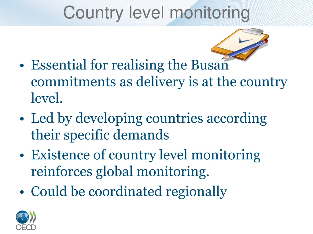 country level monitoring