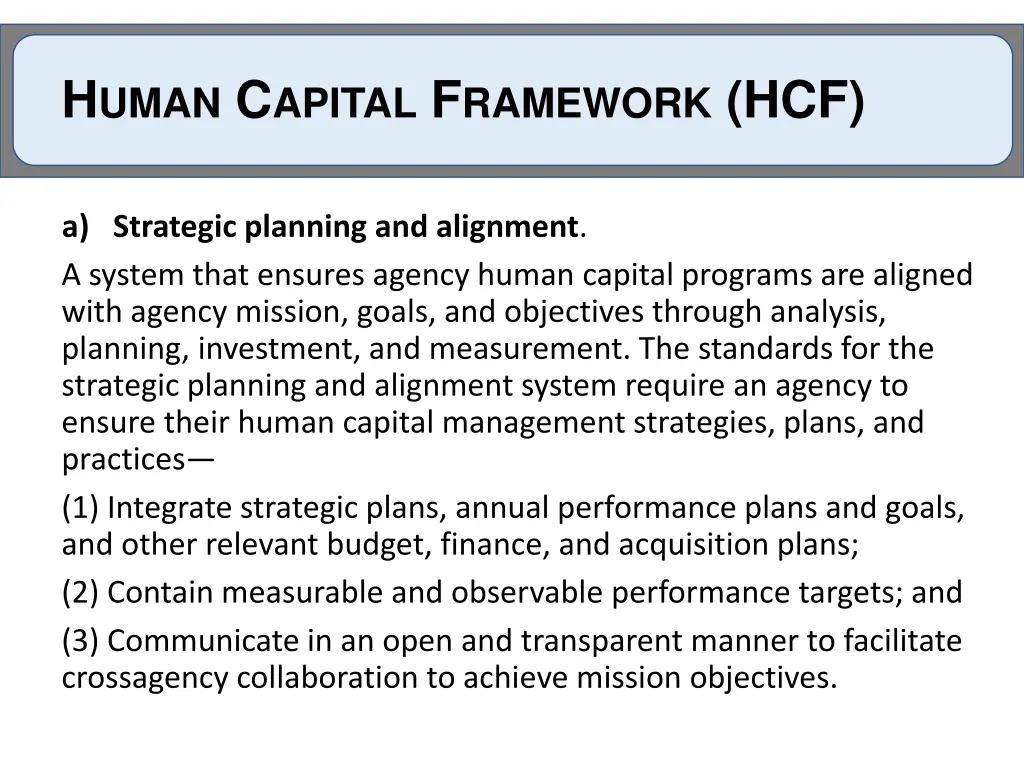 h uman c apital f ramework hcf