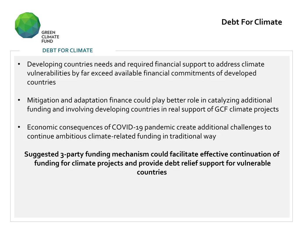 debt for climate