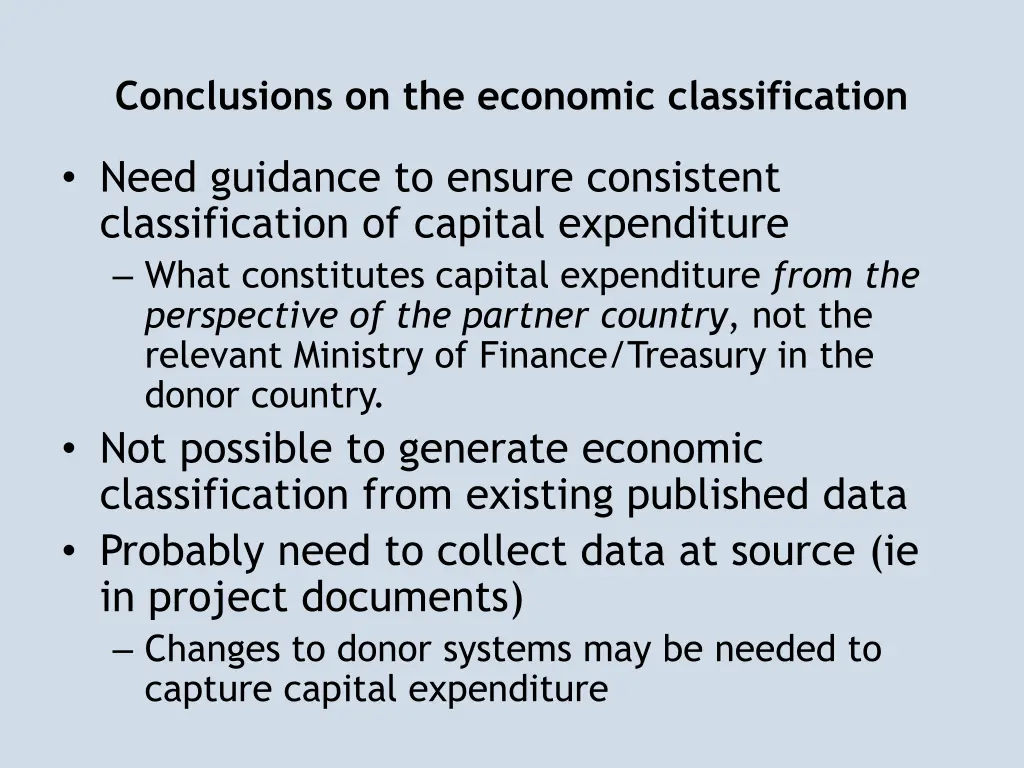 conclusions on the economic classification