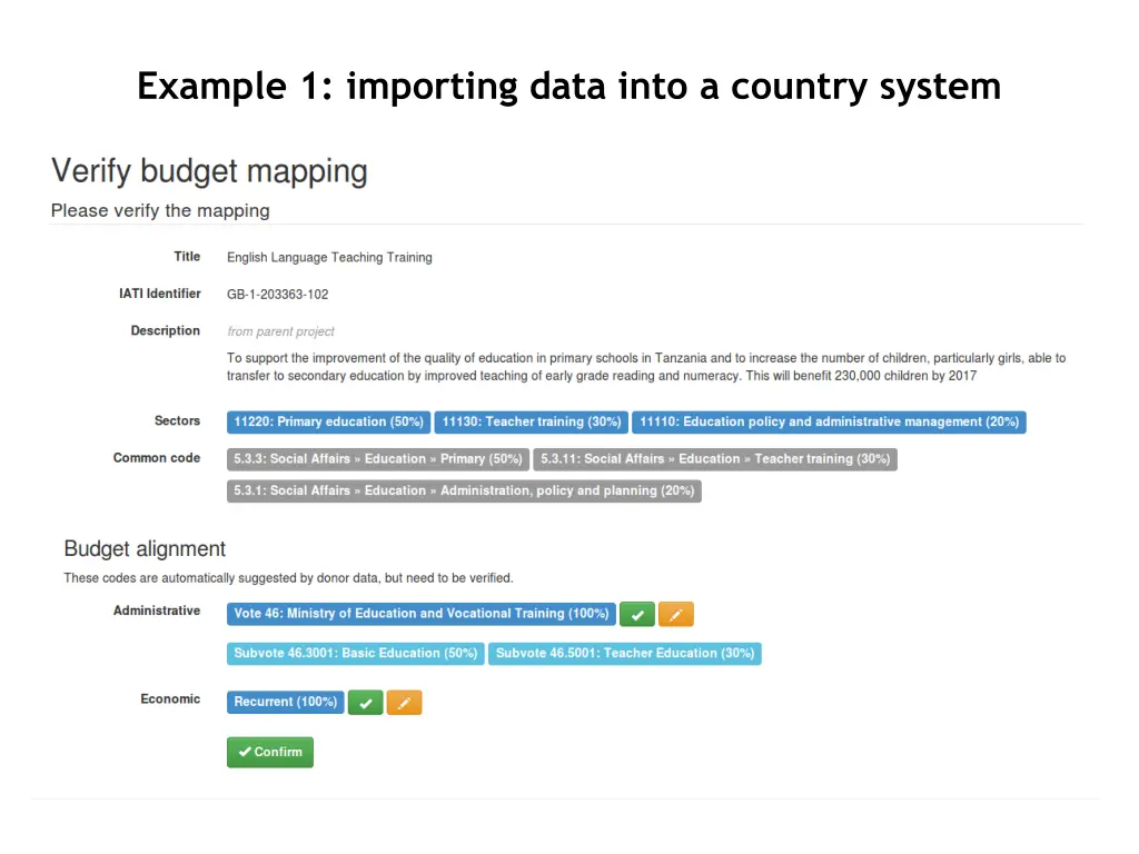 example 1 importing data into a country system