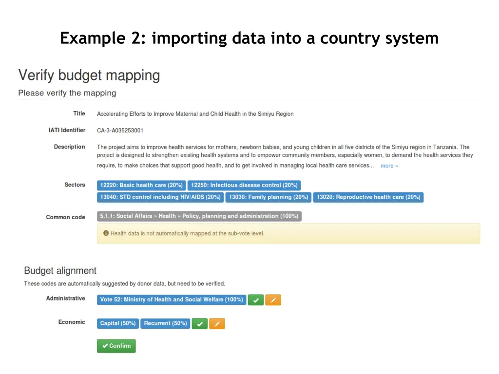 example 2 importing data into a country system