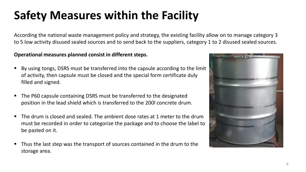 safety measures within the facility 1