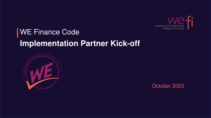 we finance code implementation partner kick off