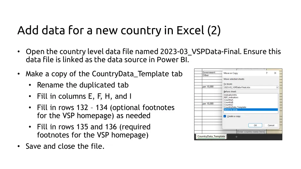 add data for a new country in excel 2