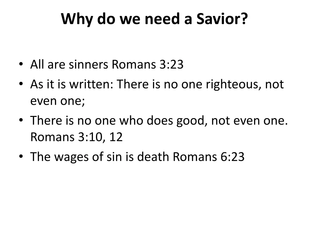 why do we need a savior