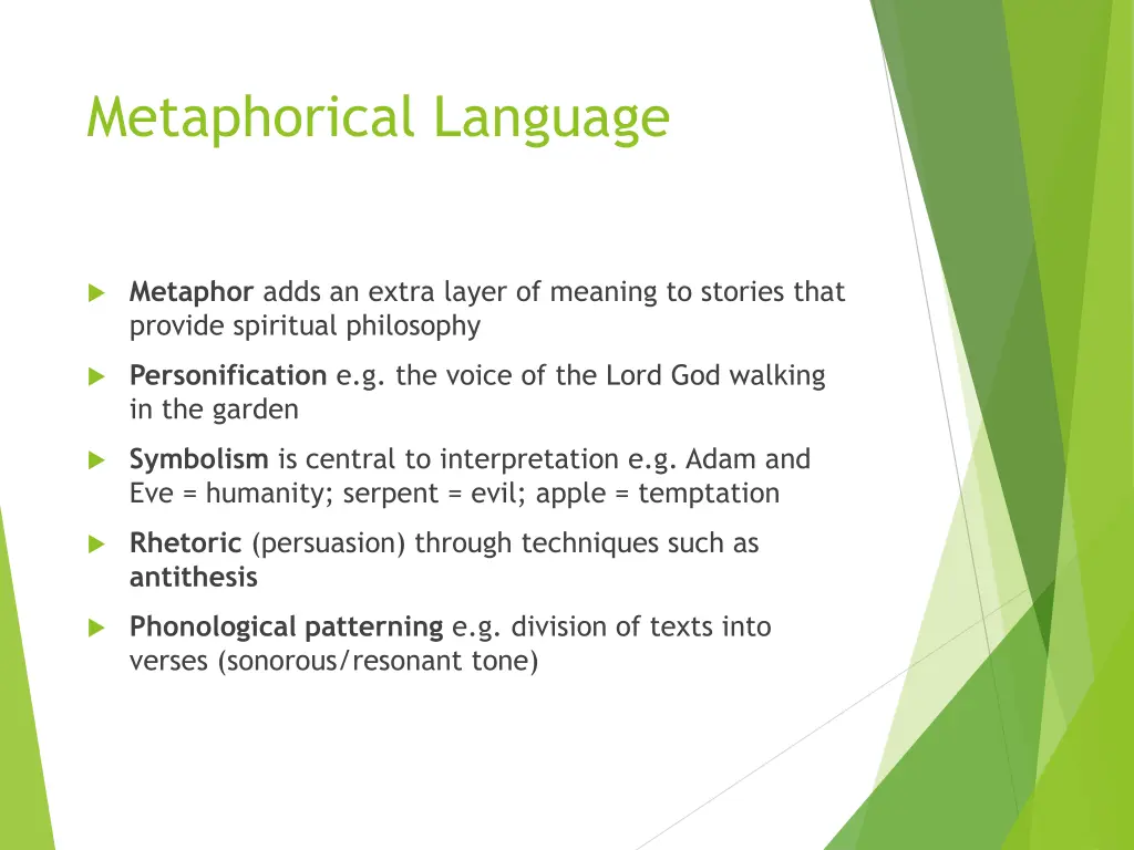 metaphorical language