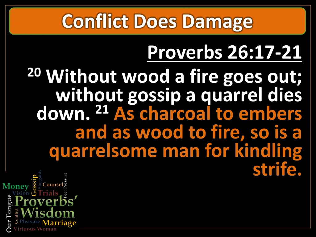 conflict does damage proverbs 26 17 21 20 without