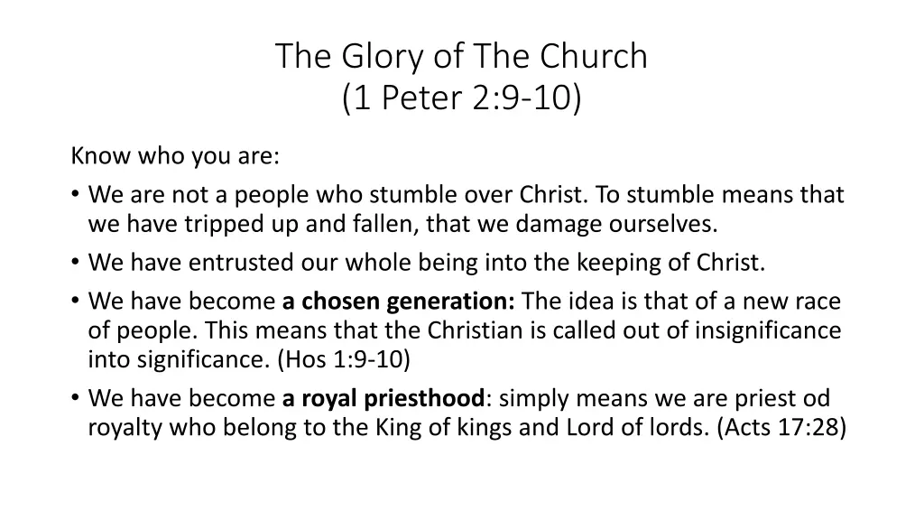 the glory of the church 1 peter 2 9 10